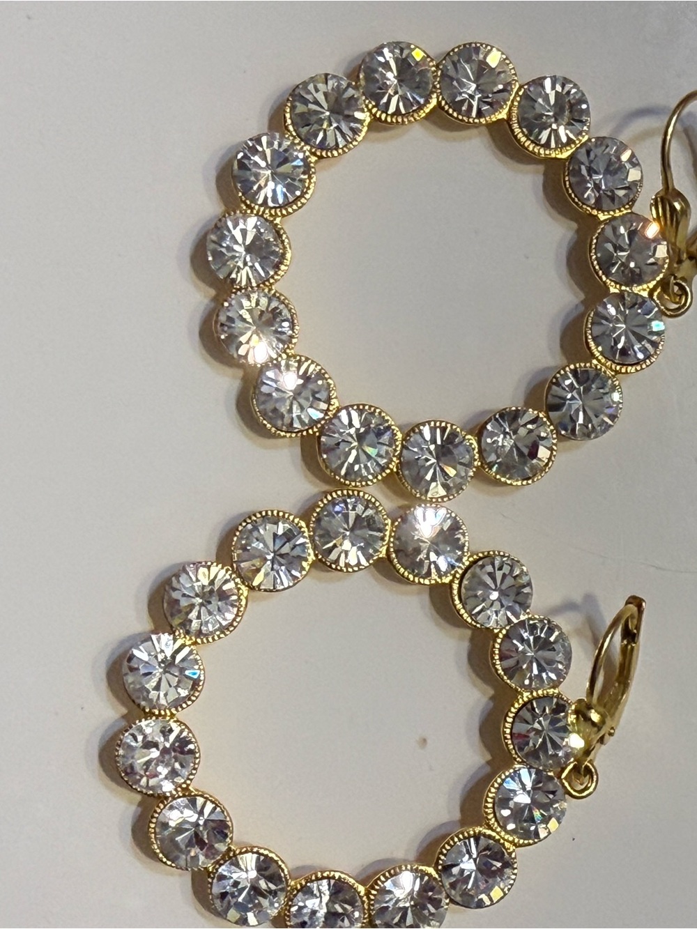 Source Unknown Gold Hoop Earrings with Clear Crystals - Women Jewelry